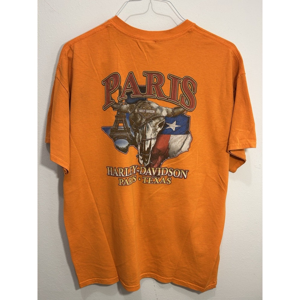 Vintage Orange Harley-Davidson T Shirt Paris Texas XL